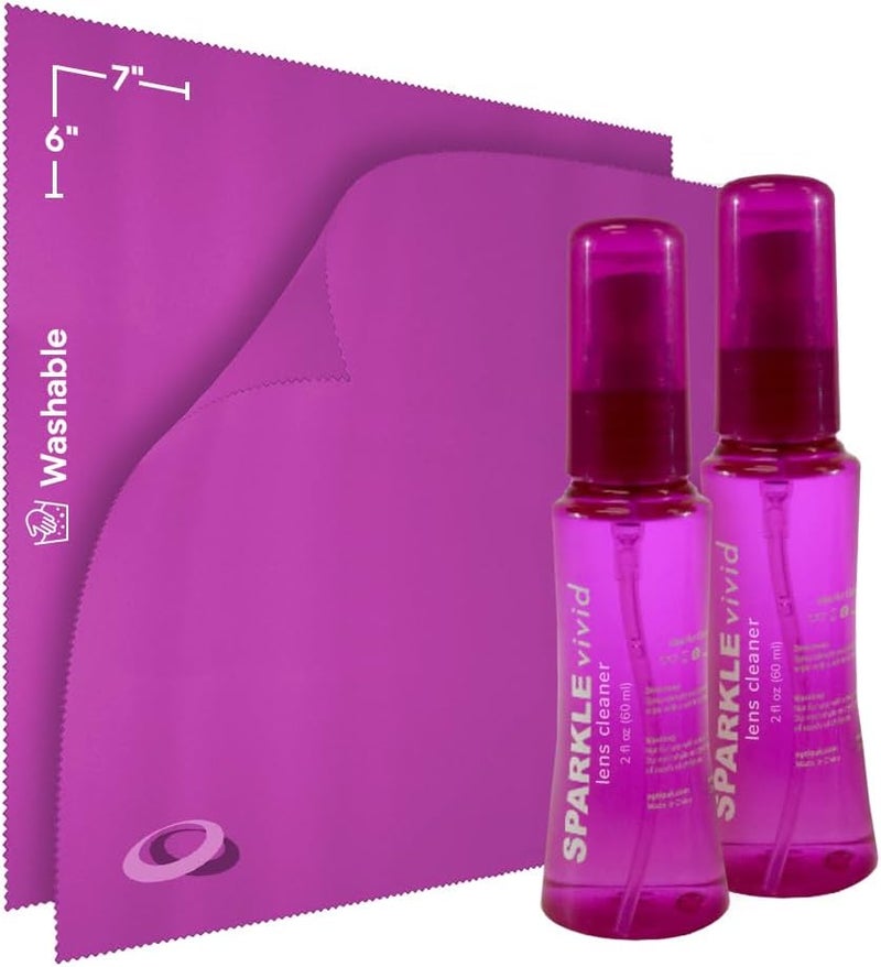 OPTIPAK Sparkle Vivid Anti-Reflective Safe Lens Cleaner Spray Kit - (2) 2oz Glasses Cleaner Spray & (2) Microfiber Cloth for Eyeglasses, Sunglasses, Lenses, Screens and Camera Cleaning Kit (4 Piece Set) - Image 1